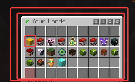 Lands menu selection